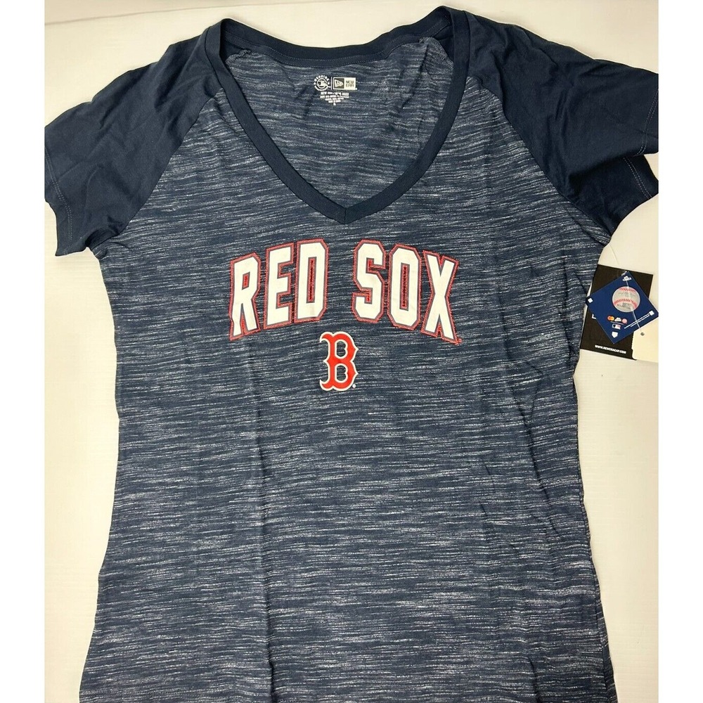 New Era MBL Boston Red Sox Womens V Neck Blue Graphic Tee Size XL - Picture 6 of 7